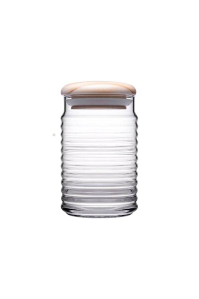 Paşabahçe Aesthetic Glass Food Jar with Leak-Proof Wooden Lid 1.2 Liter