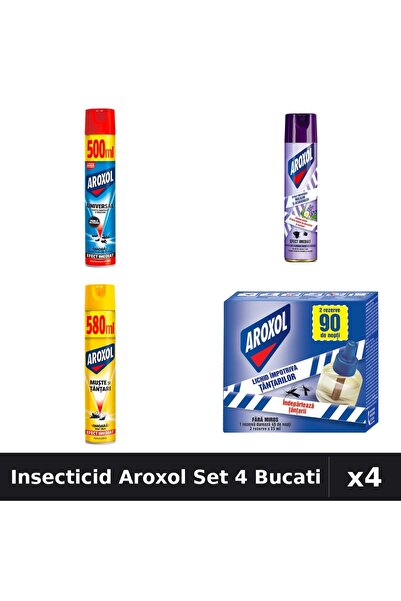 Aroxol Set 4 Spray Insecticid 250ml 500ml 580ml + Aparat Electric 45 Nopti
