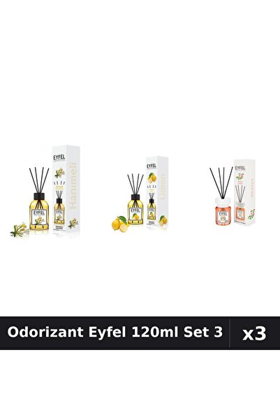 Eyfel Set 3 Odorizant Camera Betisoare 120ml - Acacia, Lămâie, Mâna Maicii