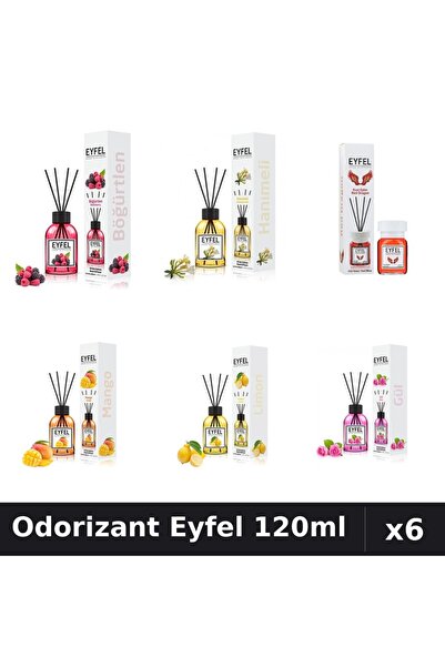 Eyfel Set 6 Odorizante Camera Betisoare - 6 Arome Asortate, 120ml Parfum Intens