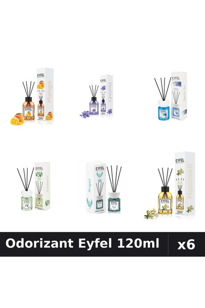 Eyfel Set 6 Odorizante Camera Betisoare - 6 Arome Asortate, 120ml Parfum