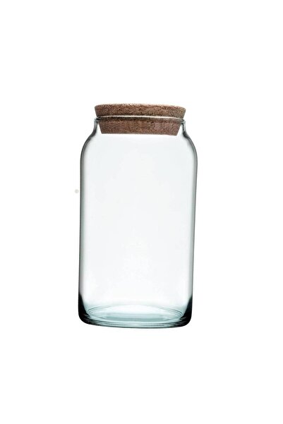 Paşabahçe Round Glass Food and Spice Jar with Natural Cork Stopper 1130 Cc