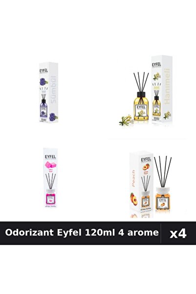 Eyfel Set 4 Odorizant Cameră Betișoare 120ml - Zambile, Mană Maicii, Bubble G...