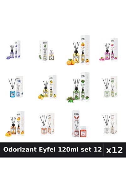 Eyfel Set 12 Odorizant Camera Betisoare 120ml - 12 Arome Asortate, Parfum Intens