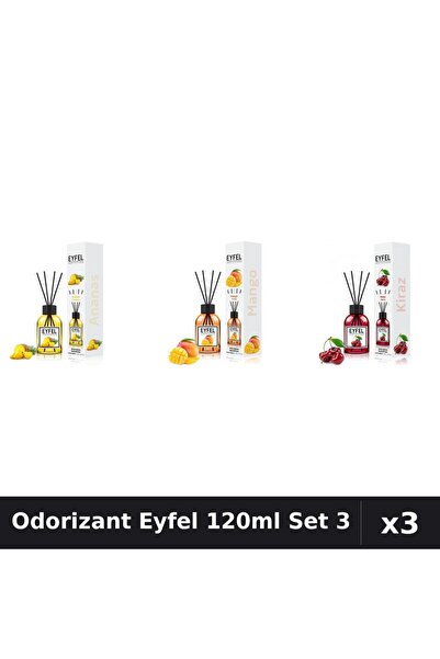 Eyfel Set 3 Odorizant Camera Betisoare 120ml - Ananas, Mango, Cireșe