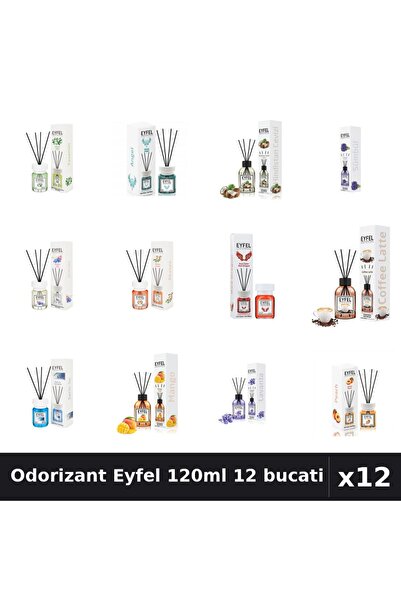 Eyfel Set 12 Odorizante Camera Betisoare 120ml - 12 Arome Asortate, Parfum In...