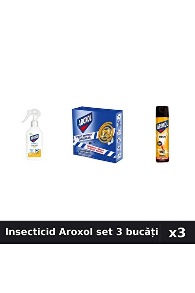 Aroxol Set 3 Insecticid - Loțiune 200ml, Pastile 10buc, Spray 400ml - Protecț...