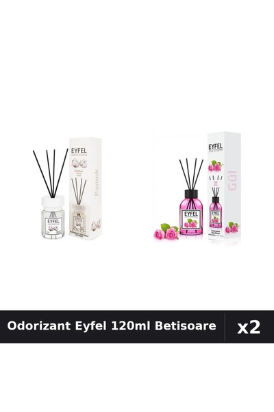 Eyfel Set 2 Odorizant Camera Betisoare - Bumbac, Trandafir, 120ml Parfum