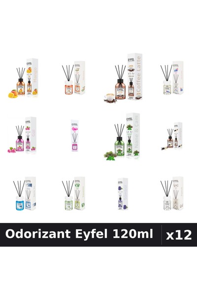 Eyfel Set 12 Odorizant Camera Betisoare 120ml - 12 Arome Asortate, Parfum Intens