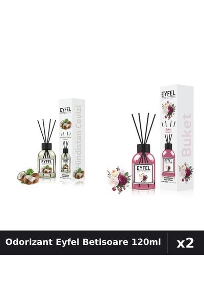 Eyfel Set 2 Odorizant Camera Betisoare 120ml - Bouquet, Nucă De Cocos