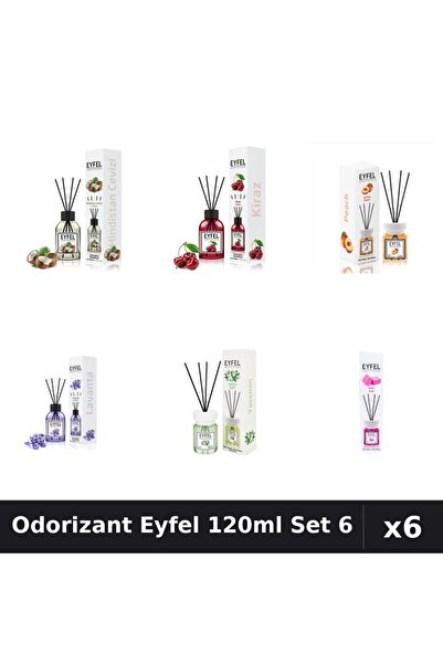 Eyfel Set 6 Odorizante Camera Betisoare 120ml - 6 Arome: Lavanda, Cireşe, Pie...