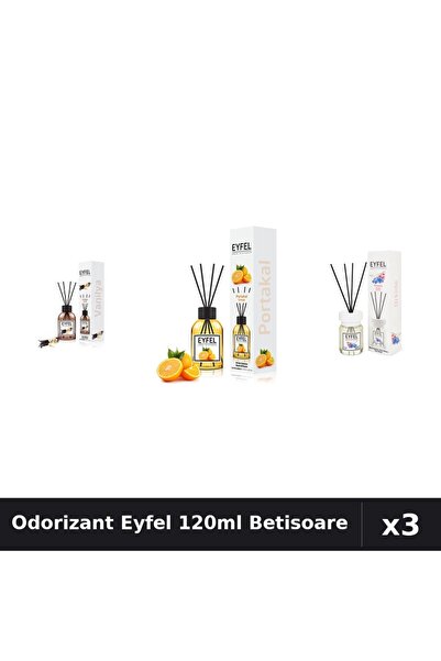 Eyfel Set 3 Odorizant Camera Betisoare 120ml - Vanilie, Portocala, Orhidee