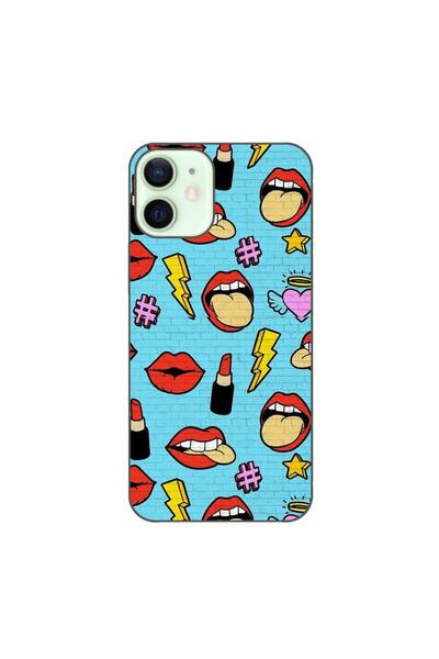 OEM Husa compatibila cu Apple iPhone 12 Mini Silicon Gel Tpu Model Pop Art Lips