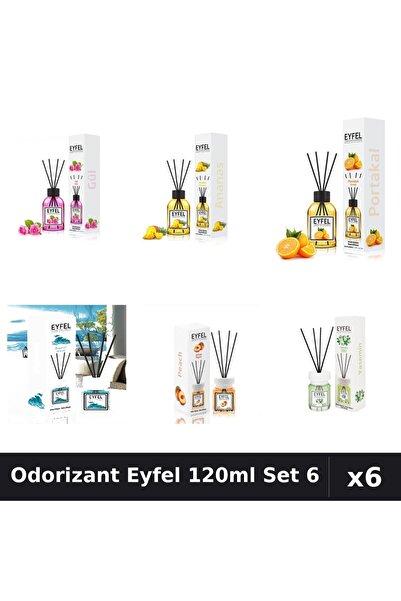 Eyfel Set 6 Odorizante Camera Betisoare - 6 Arome Asortate, 120ml Parfum