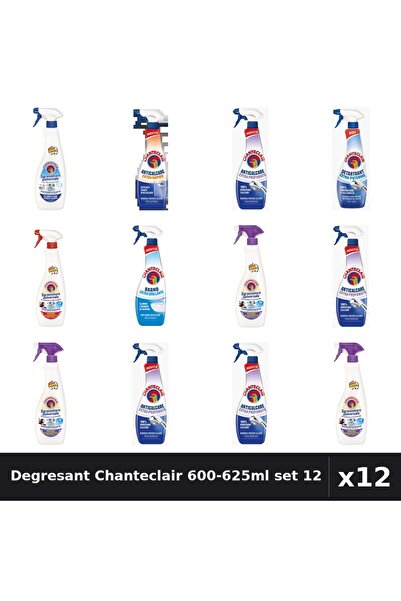 Chanteclair Set 12 Degresant Universal 600-625ml - 8 Arome Asortate, Bicarbon...