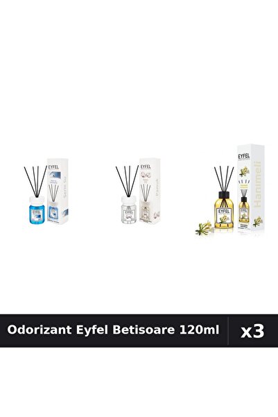 Eyfel Set 3 Odorizant Camera Betisoare 120ml - Cool Water, Bumbac, Mâna Maicii