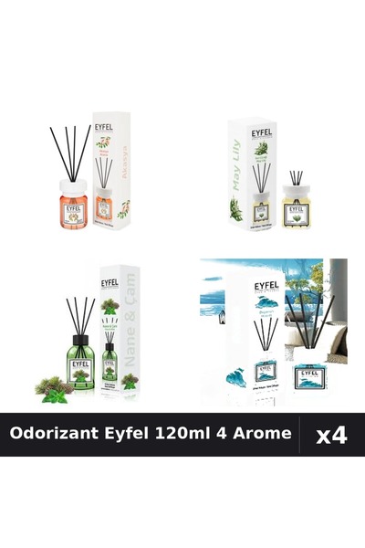 Eyfel Set 4 Odorizant Camera Betisoare 120ml - Acacia, Lacramioare, Pin Menta...