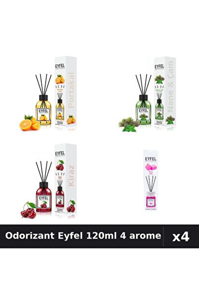 Eyfel Set 4 Odorizant Camera Betisoare 120ml - Portocală, Pin Mentă, Cireșe, ...