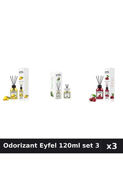 Eyfel Set 3 Odorizant Camera Betisoare 120ml - Ananas, Lacramioare, Cirese