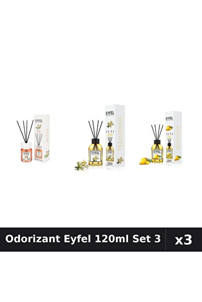 Eyfel Set 3 Odorizant Camera Betisoare 120ml - Acacia, Ananas, Mâna Maicii Do...