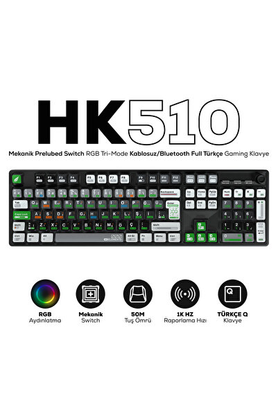 Hawk Gaming Chair HK510 Mekanik Prelubed Switch Hot Swap RGB Tri-Mode Kablosu...