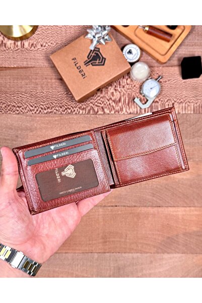 Fil Deri Genuine Leather Men's Wallet with Coin Compartment and Double Money ...
