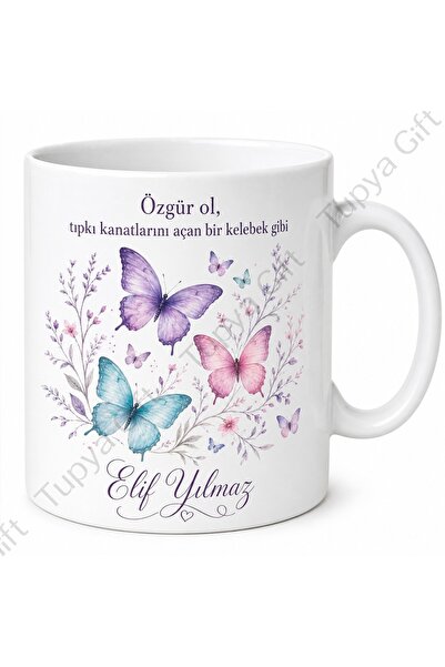 Tupya Gift Butterfly Pattern Printed Mug Cup Gift Special Design Porcelain Mug