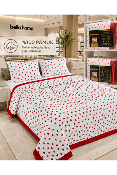 Bella Home Çift Kişilik Pamuk Pike Seti | 200x230 cm | Modern Çerçeve Desenli...