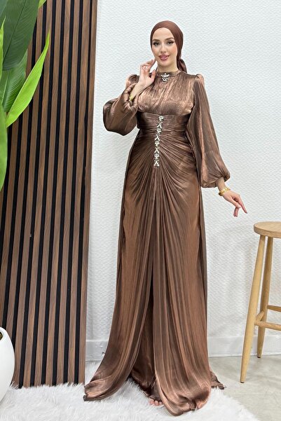 Lamia Giyim Pastel Yoryo Abiye Bakır