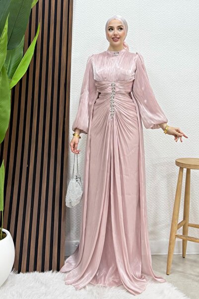 Lamia Giyim Pastel Yoryo Abiye Soft Pembe