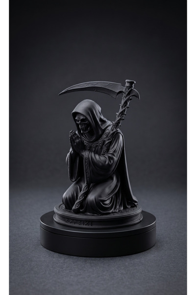 Grim Reaper Siyah Heykel Azrail Figürü