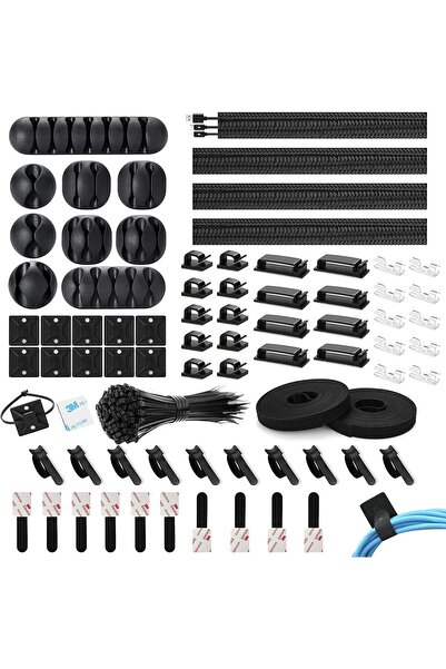 Arabest 173-Piece Cable Management Organizer Kit,4 Cable Sleeve Split,47 Self...