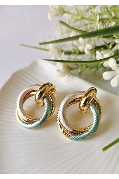 Halley Concept Helix knit patterned steel earrings 3x2.5 cm – ice turquoise