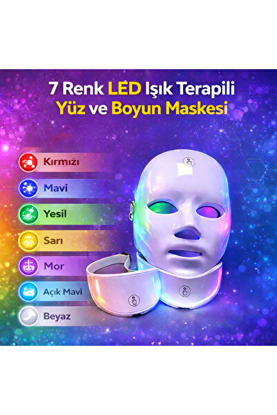 Artnest 7 Renkli LED Yüz ve Boyun Güzellik Cihazı | Foton Işık Terapili Cilt ...