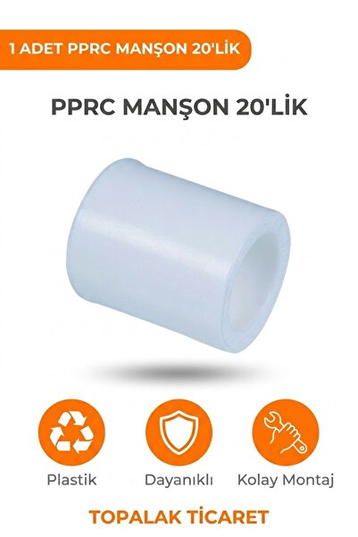 TOPALAKTİCARET PPRC Manşon 20'lik Plastik Boru Ekleme Rakoru 1 Adet Tesisat B...