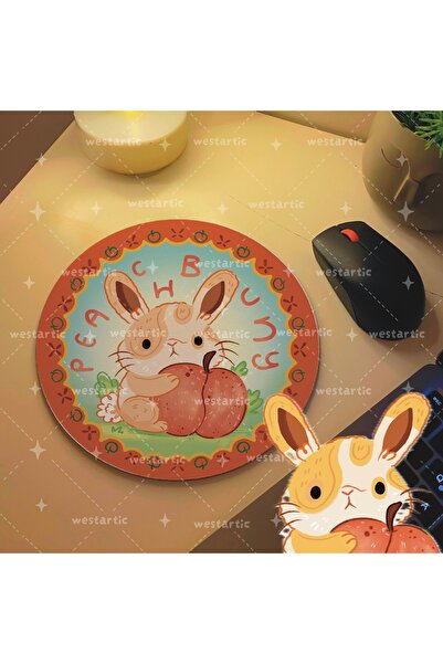 westartic Şeftali + Tavşan = PEACHBUNY Meyveler ve Hayvanlar Tasarım Mousepad...