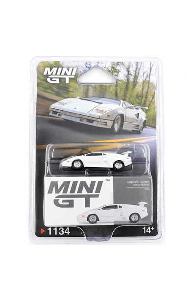 mini gt 1:64 لامبورغيني كونتاك طراز الذكرى السنوية الـ 25 باللون الأبيض MGT01...