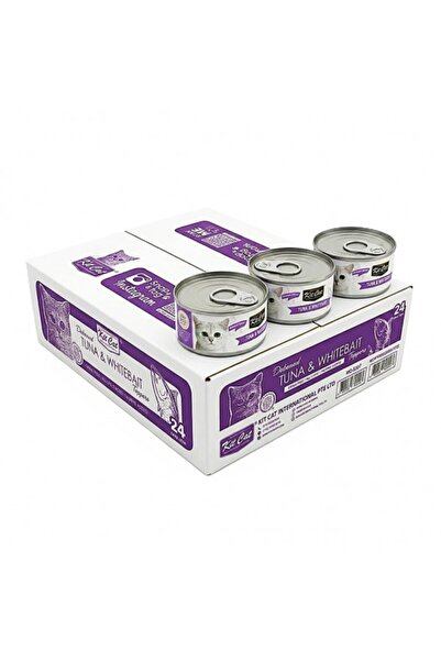 Kit Cat Deboned Tuna & Whitebait Toppers 80g (24 x 80g Box) Grain Free Wet Ca...