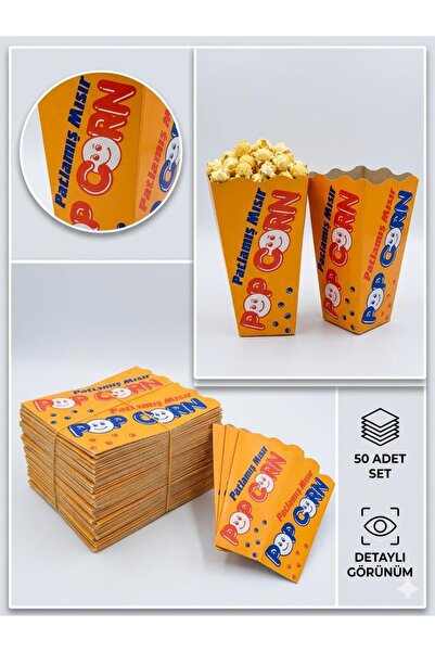 ENSA AMBALAJ Karton Pop Corn Mısır Kutusu Popcorn 50 Adet