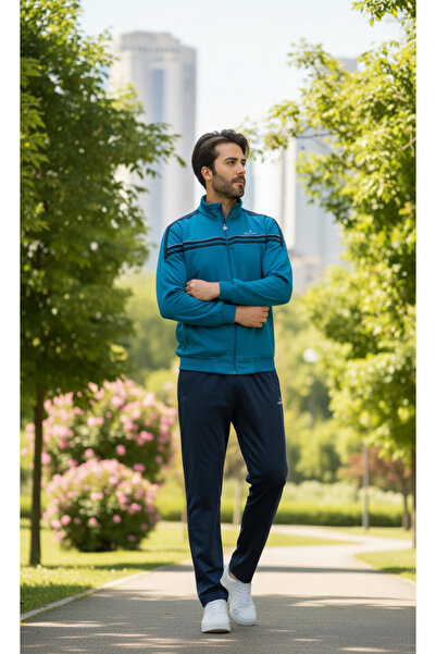 FORE SPORT طقم بدلة رياضية راشيل مخططة للرجال مصنوعة من البوليستر بنسبة 100%