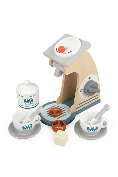 LITTLE ANGEL Kids Wooden Coffee Maker Toy Pretend Play Set