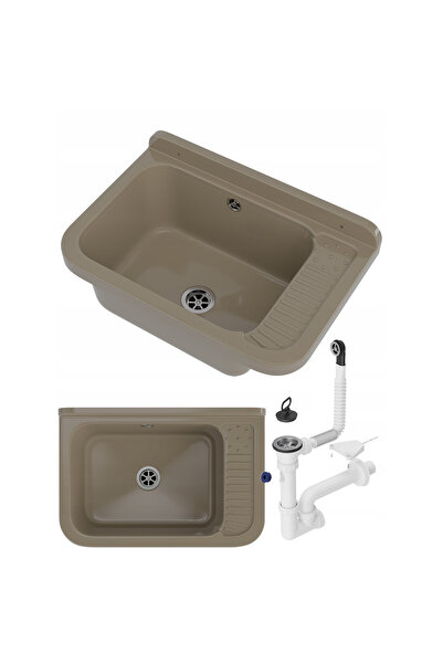 Granitan Polo Utility Sink in Polypropylene, 508x338 mm, beige, with siphon i...
