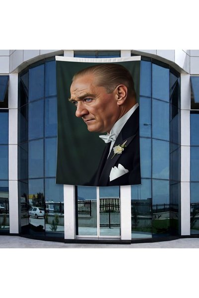 puntodizayn Sivil Mustafa Kemal Atatürk Portre Poster Bayrak Raşel Kumal 4x6 metre ATA50