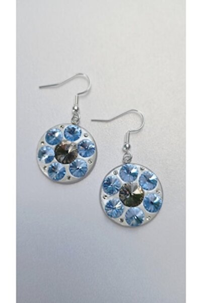 FARA Cercei eleganți cu cristale Swarovski de safir deschis și cristale de di...