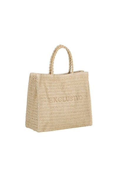 OEM Exclusivo Beige Straw Summer Bag for Women, Large and Spacious, 42x16x38cm