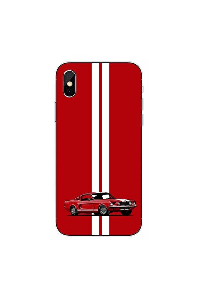 OEM Case compatible with Apple iPhone X Silicone Gel Tpu Model Red Mustang