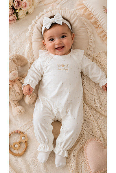 My Babies Label Kız Bebek Uzun Kollu Mevsimlik Kanat Detaylı Bandanalı Tulum