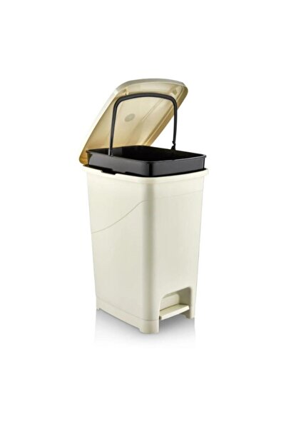 Omnipazar SRL-3030 Slim Pedallı Plastik Çöp Kovası İç Kovalı 40 litre Bej