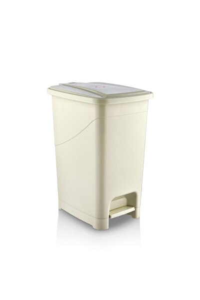 Omnipazar SRL-3030 Slim Pedallı Plastik Çöp Kovası İç Kovalı 40 litre Bej