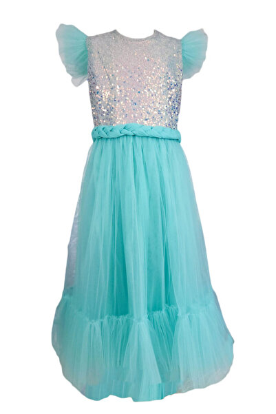 fantasialand Rochie fete model Eva, paiete turcoaz